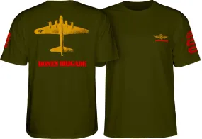 POWELL PERALTA BONES BRIGADE SERIES 15 BOMBER TEE GREEN MILITARY