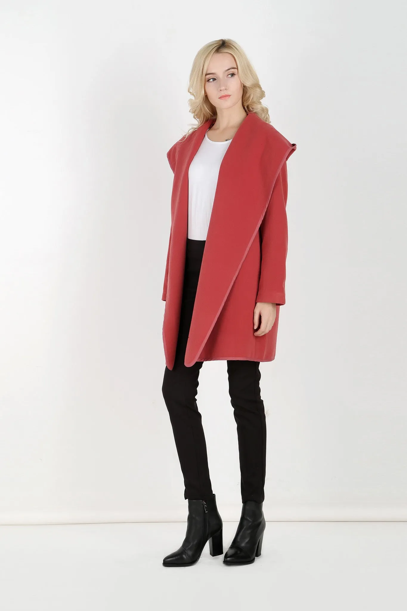 Rib Duffle Coat - Cranberry