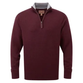 Schoffel Cotton Cashmere 1/4 Zip Mens Jumper - Damson