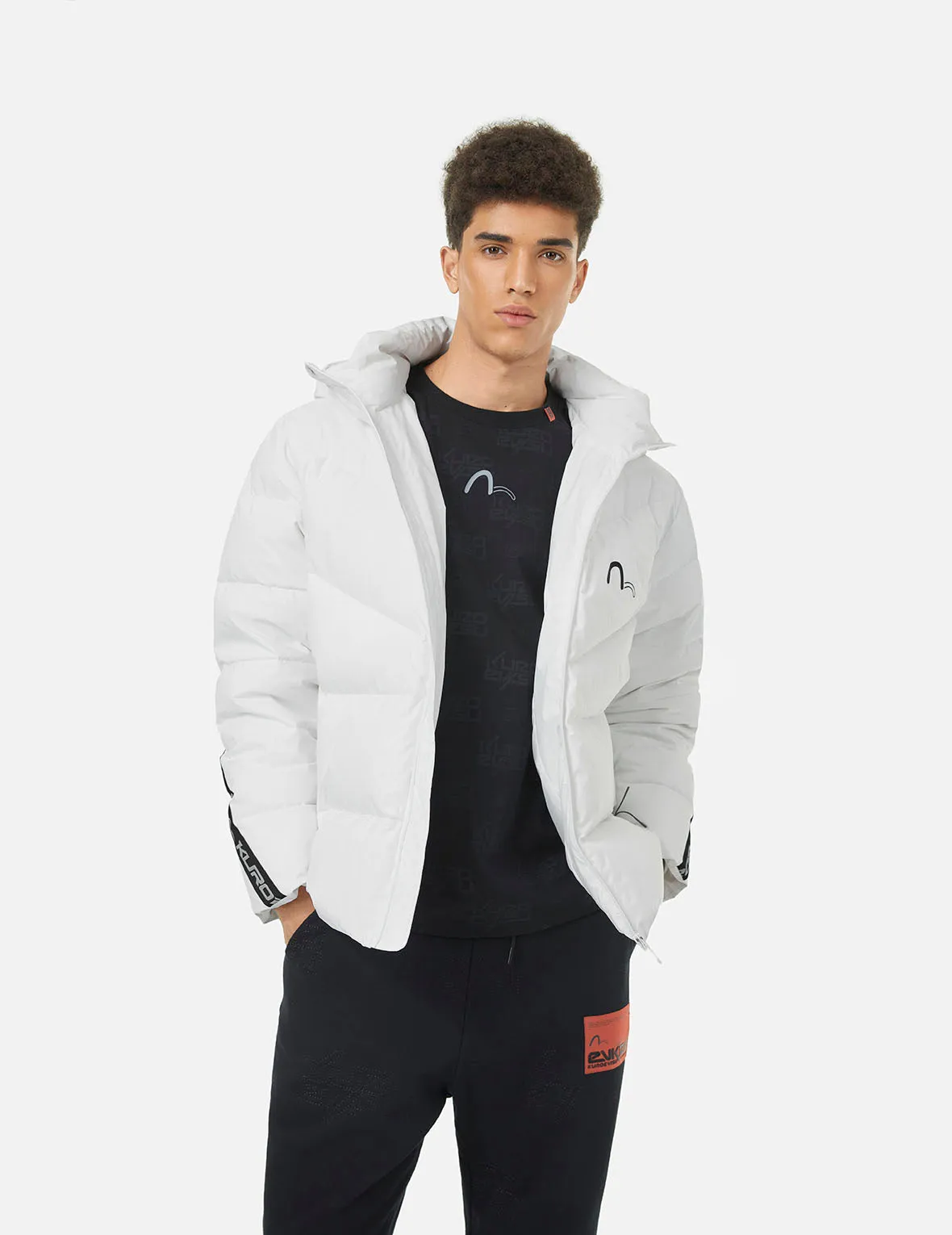 Seagull Print and Logo Tape Regular Fit Down Jacket