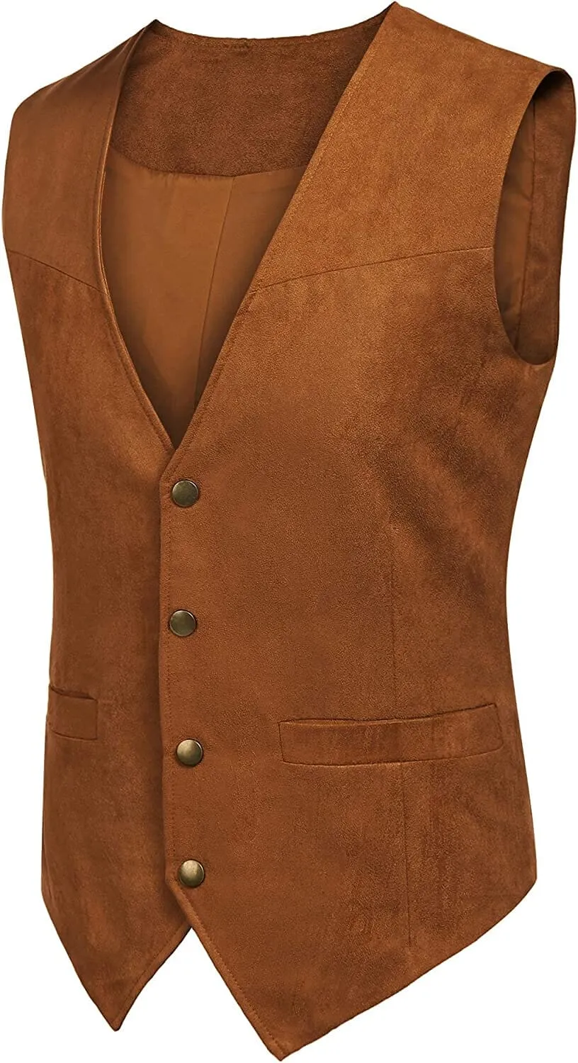 Solid Suede Leather Suit Vest (US Only)