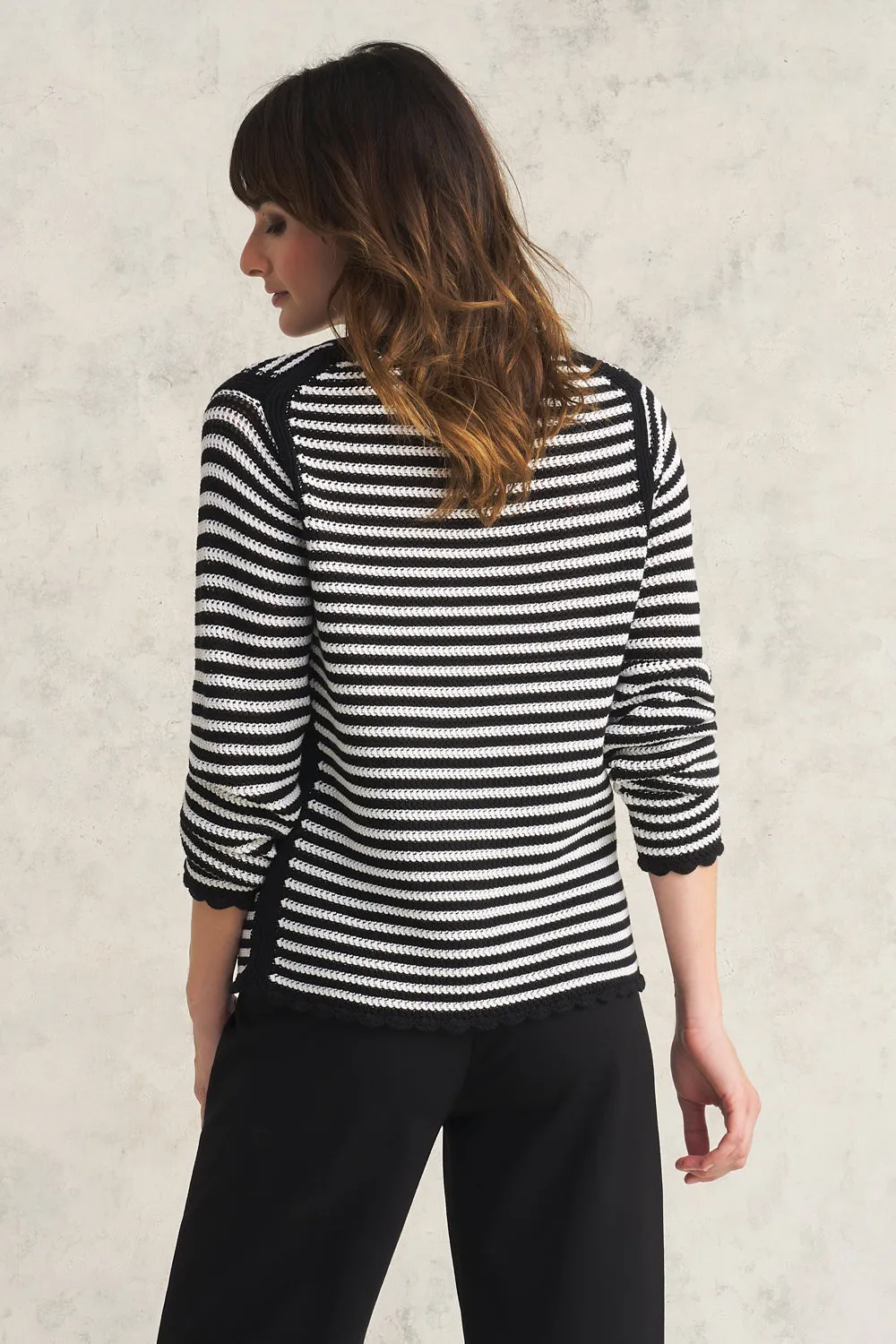 Stripe Cotton Crochet Jumper