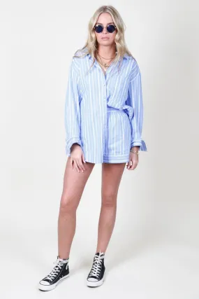 Striped Oversized Shirt - Blue