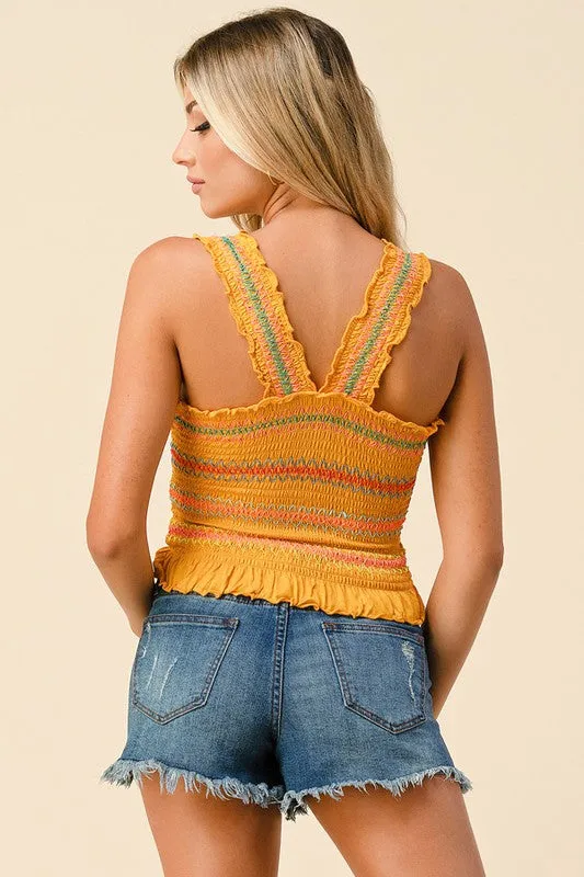 Sun Baked Multi Color Smocked Crop Top