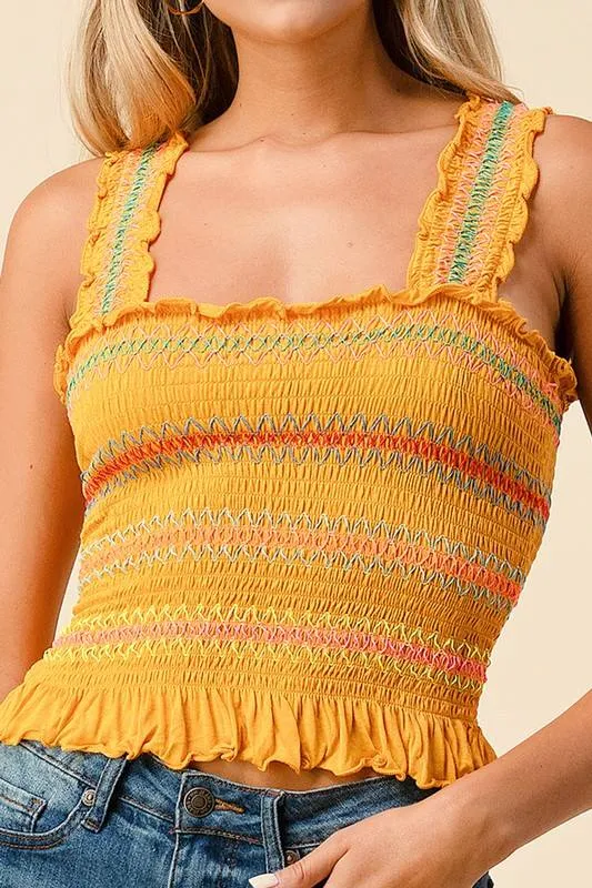 Sun Baked Multi Color Smocked Crop Top