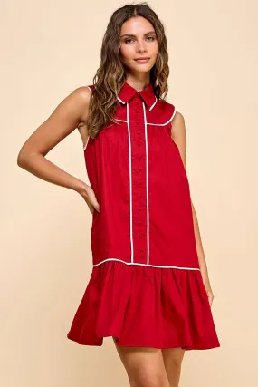 TC Collared Button Down Piped Dress