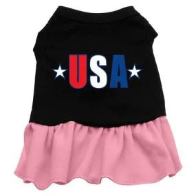 USA Star Screen Print Dress Black with Pink Med (12)