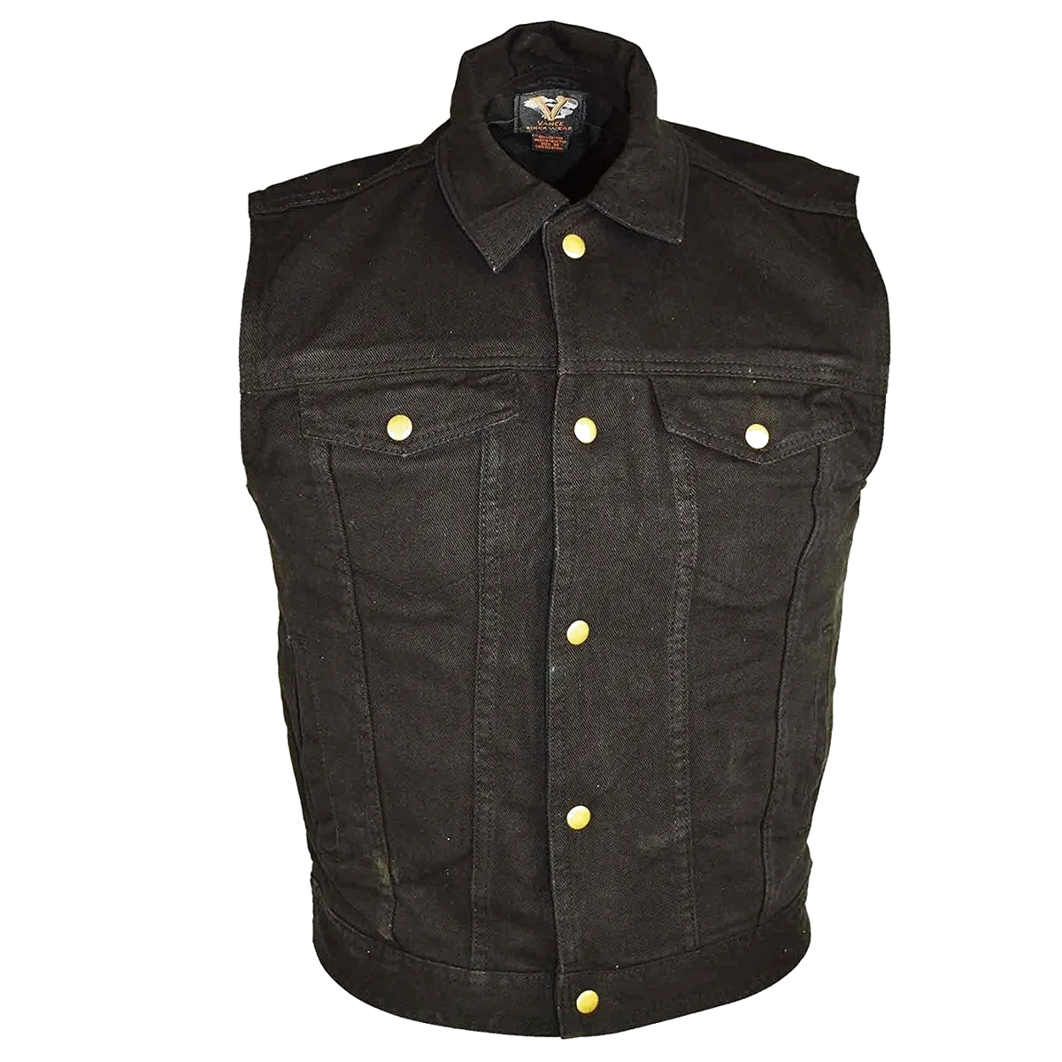 VB917 Men's Black or Blue Denim Vest with Collar