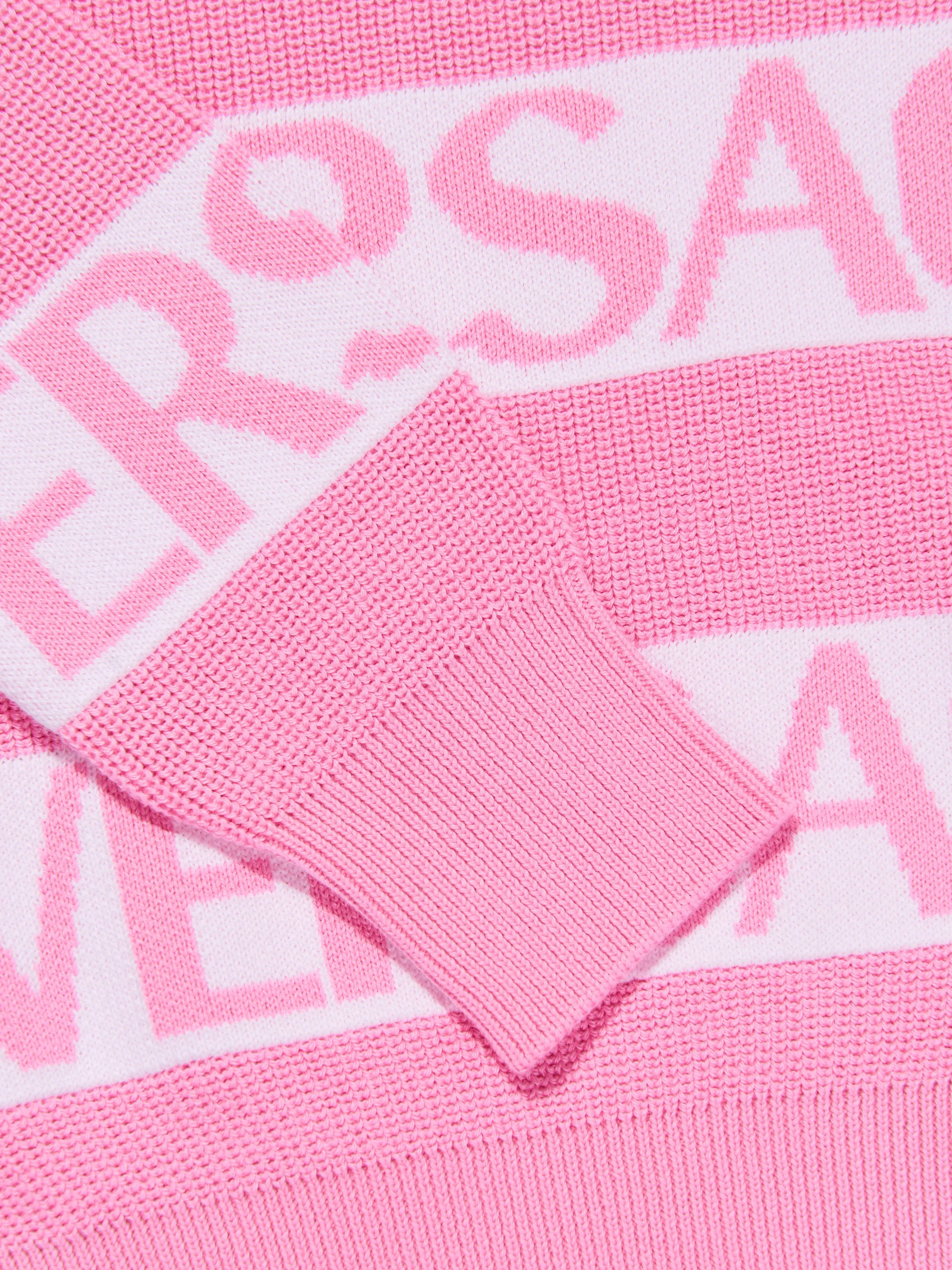 Versace Girls Striped Logo Jumper in Pink