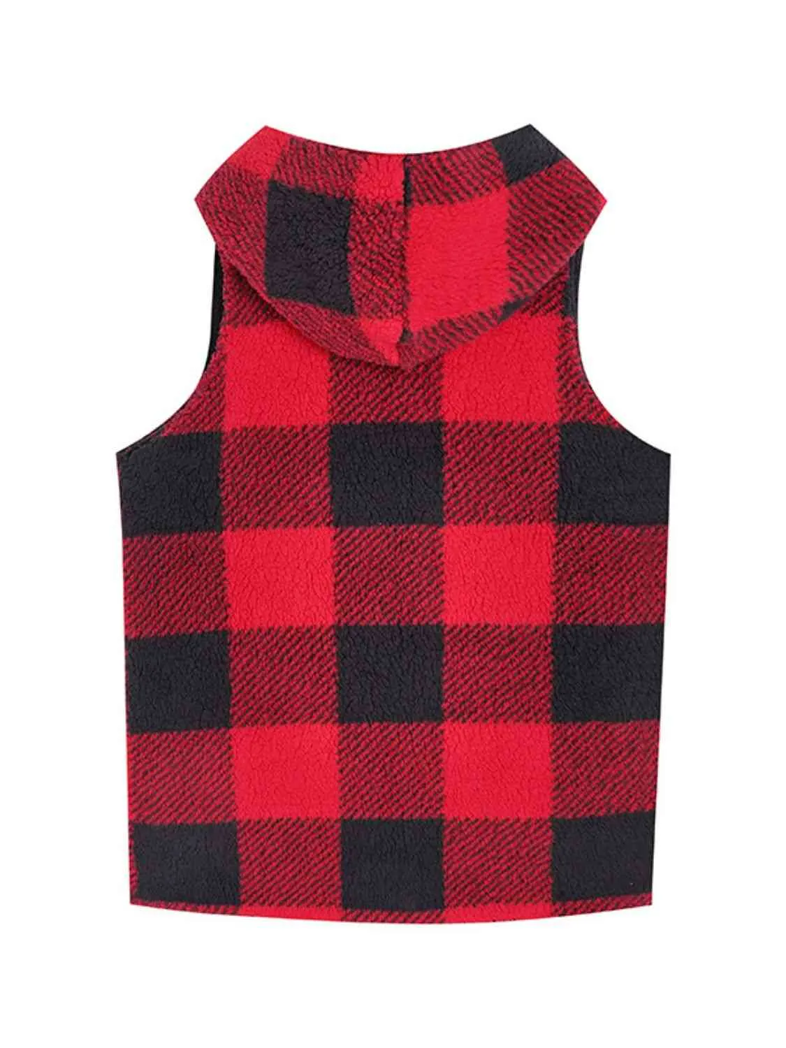 Women Plaid Hooded Vest