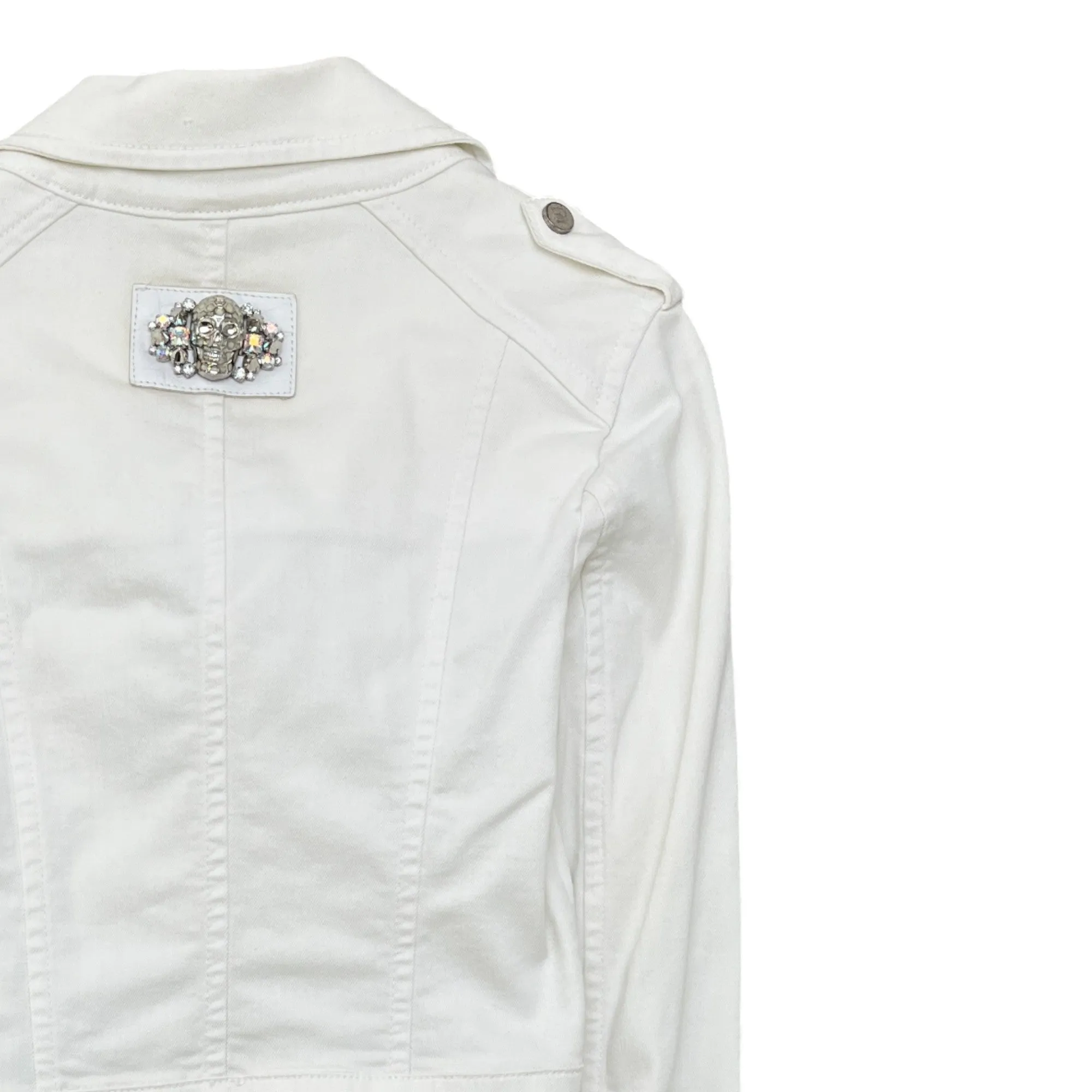 Women's Embellished Skull Jacket White Size S