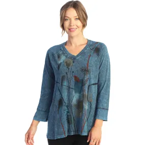 Women's Jess & Jane Wind Song Cotton Slub Tunic Top Sapphire