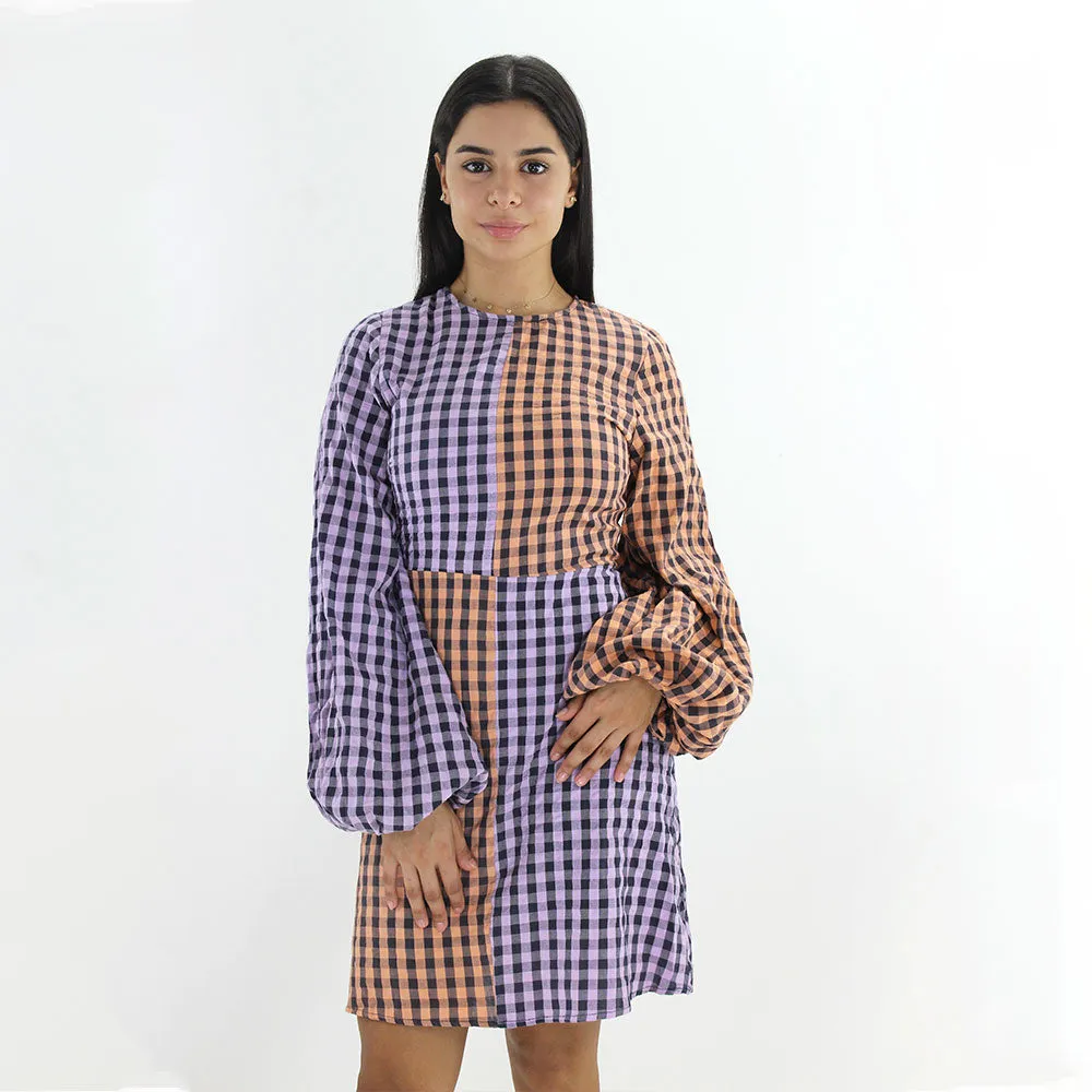 Women's Plaid Zip Back dress,Multi