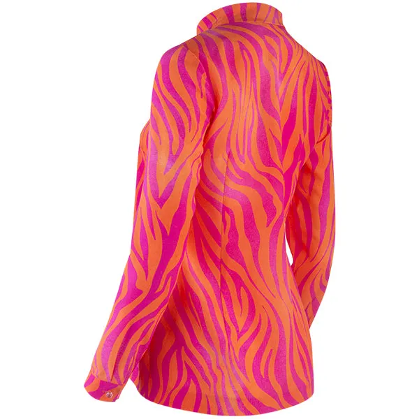 Zip Front Camilla Tunic in Orange/Fuchsia Zebra